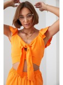 Oranžový crop top set so širokými nohavicami 8108 - Internetový obchod - Butik